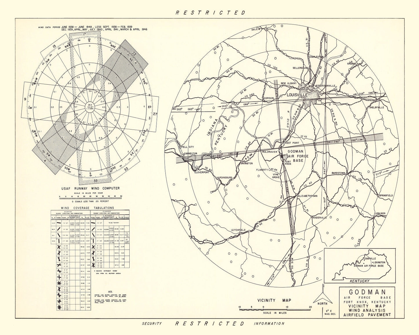 Vintage Map of the Godman Air Force Base Vicinity, 1951