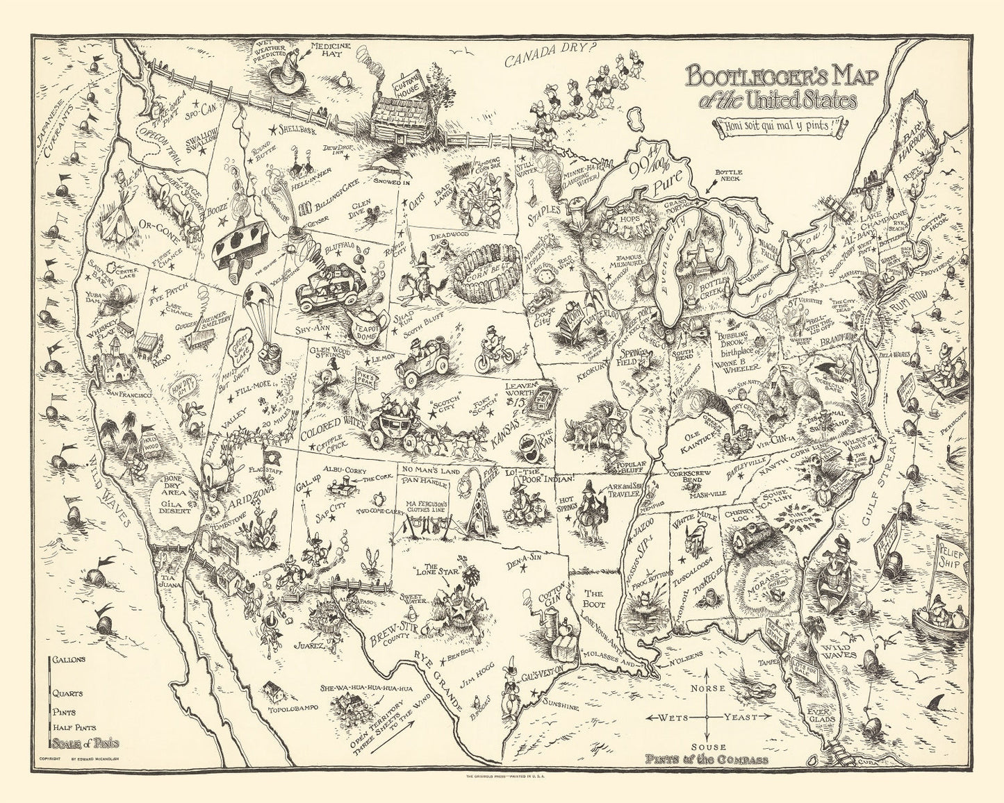 Vintage Map of United States 1926