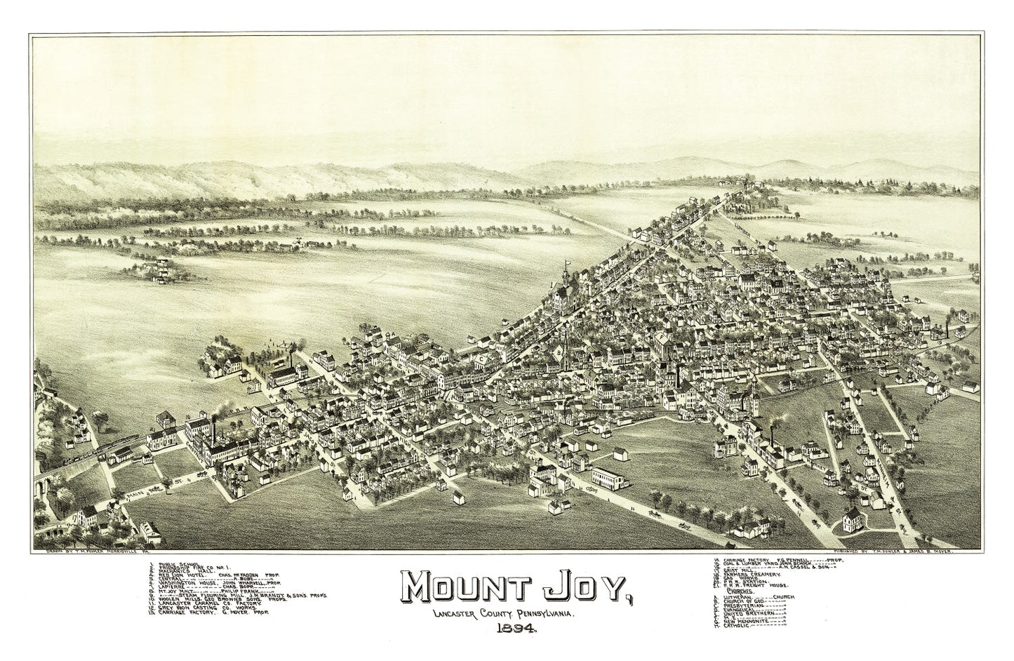 Vintage Map of Mount Joy, Pennsylvania 1894