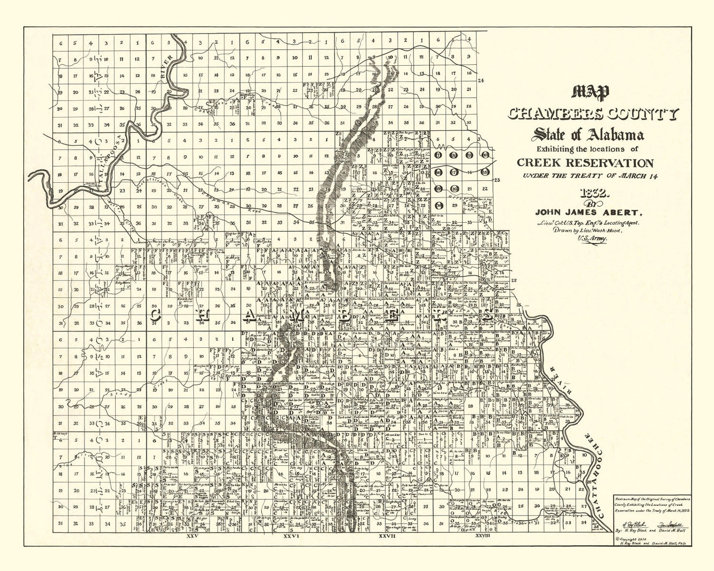 Vintage Map of Chambers County, Alabama 1974