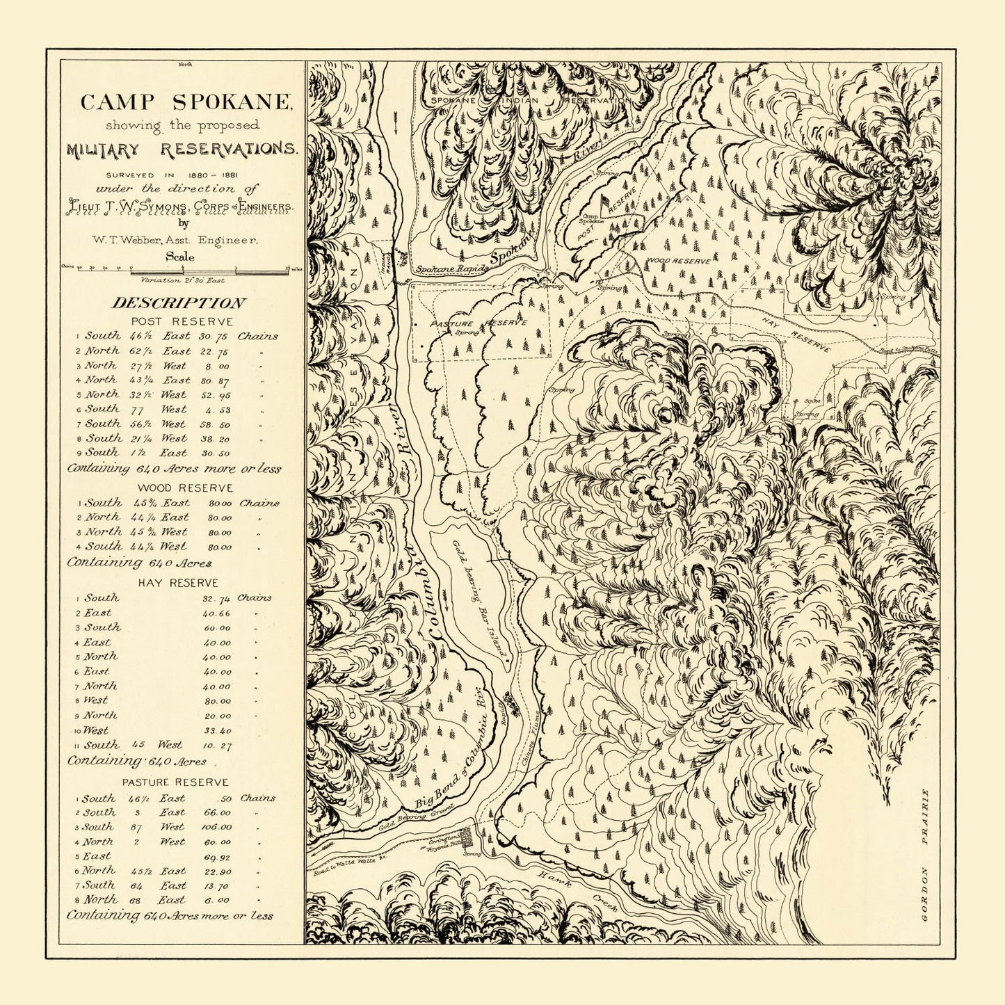 Vintage Map of Camp Spokane, 1882