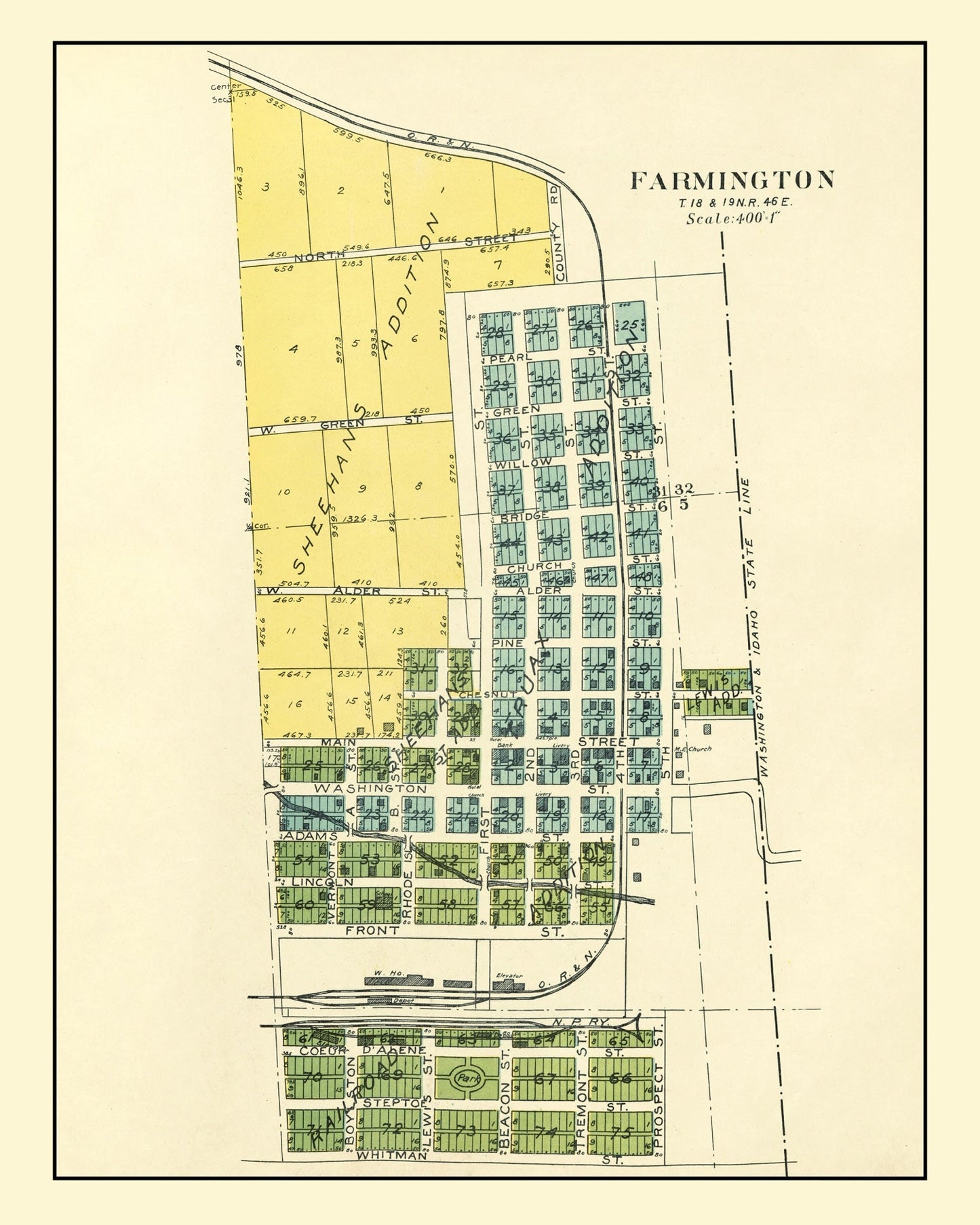 Vintage Map of Farmington, Washington 1910