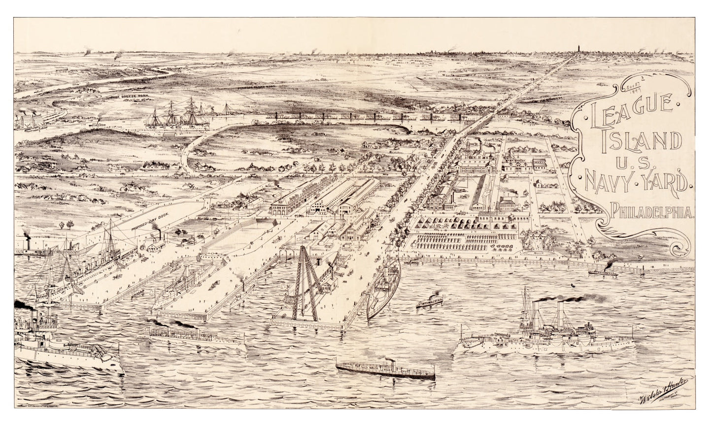 Vintage Map of Philadelphia, Pennsylvania 1897