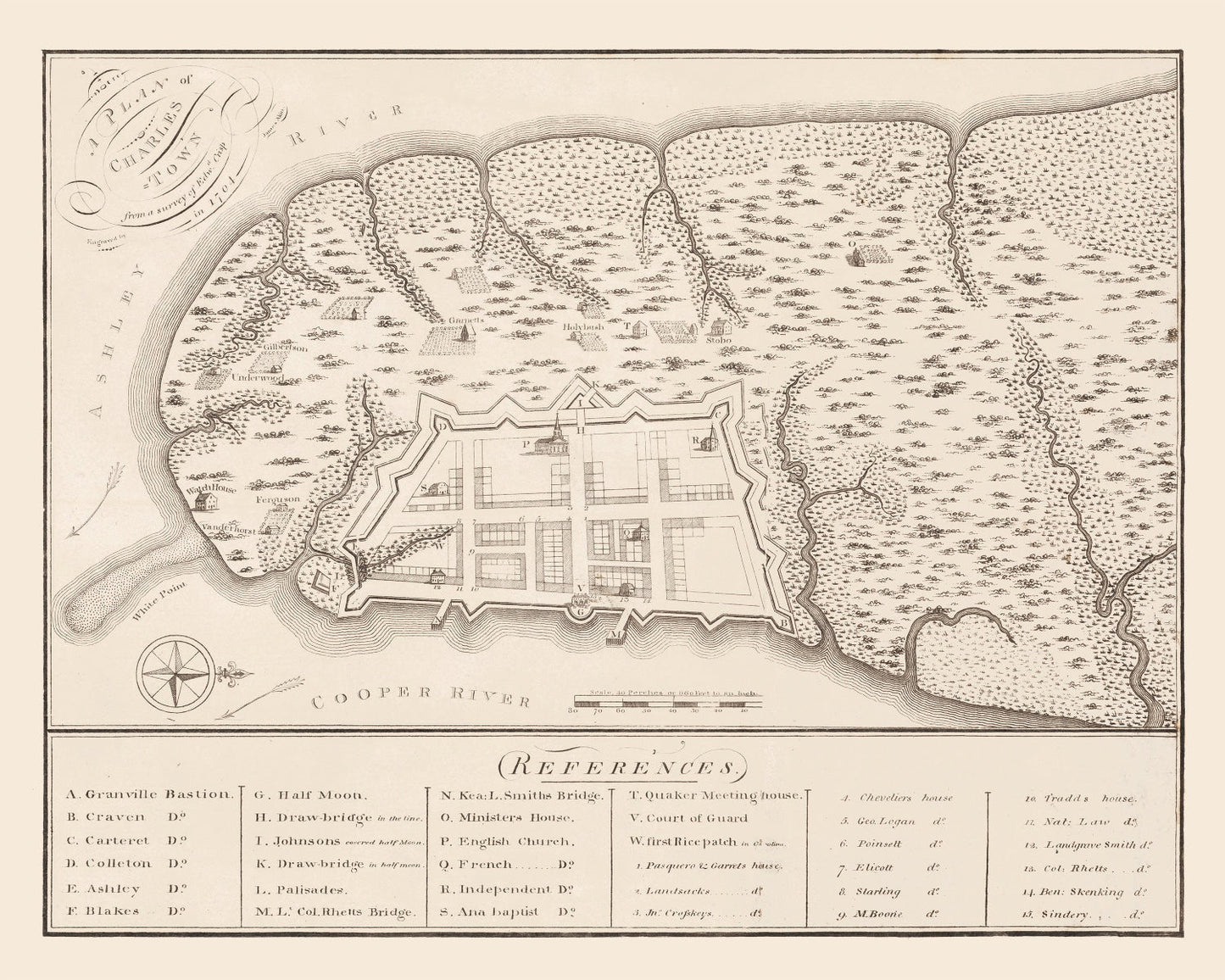 Vintage Map of Charleston, South Carolina 1809