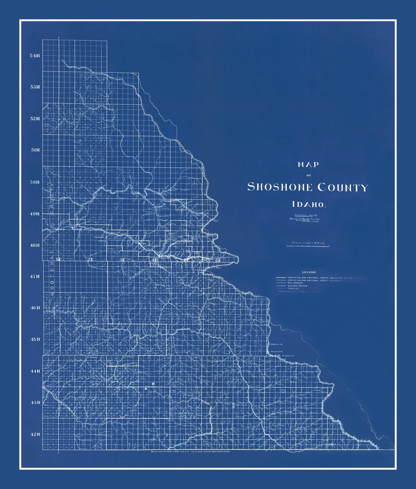 Vintage Map of Shoshone County, Idaho 1907