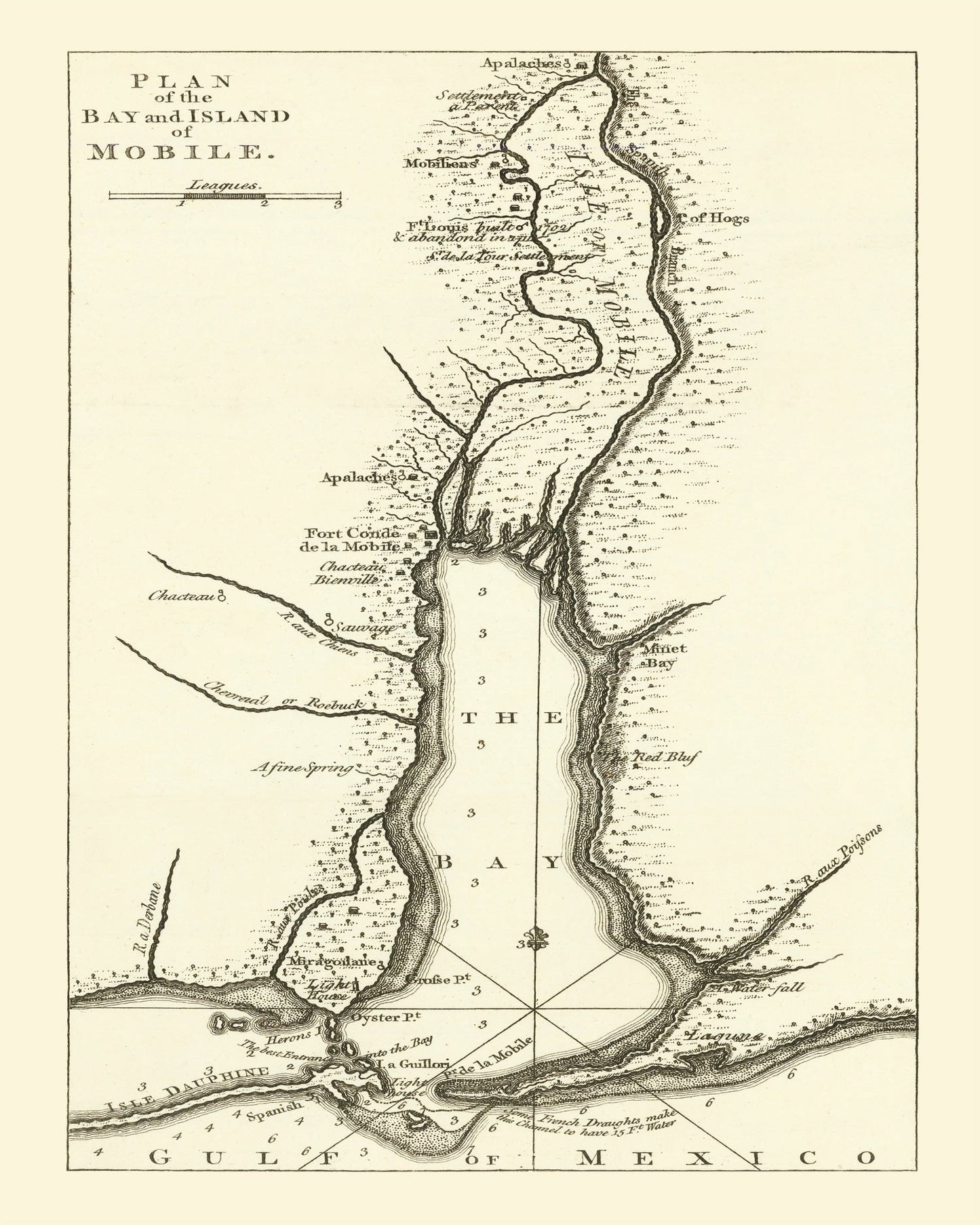 Vintage Map of Mobile, Alabama 1763