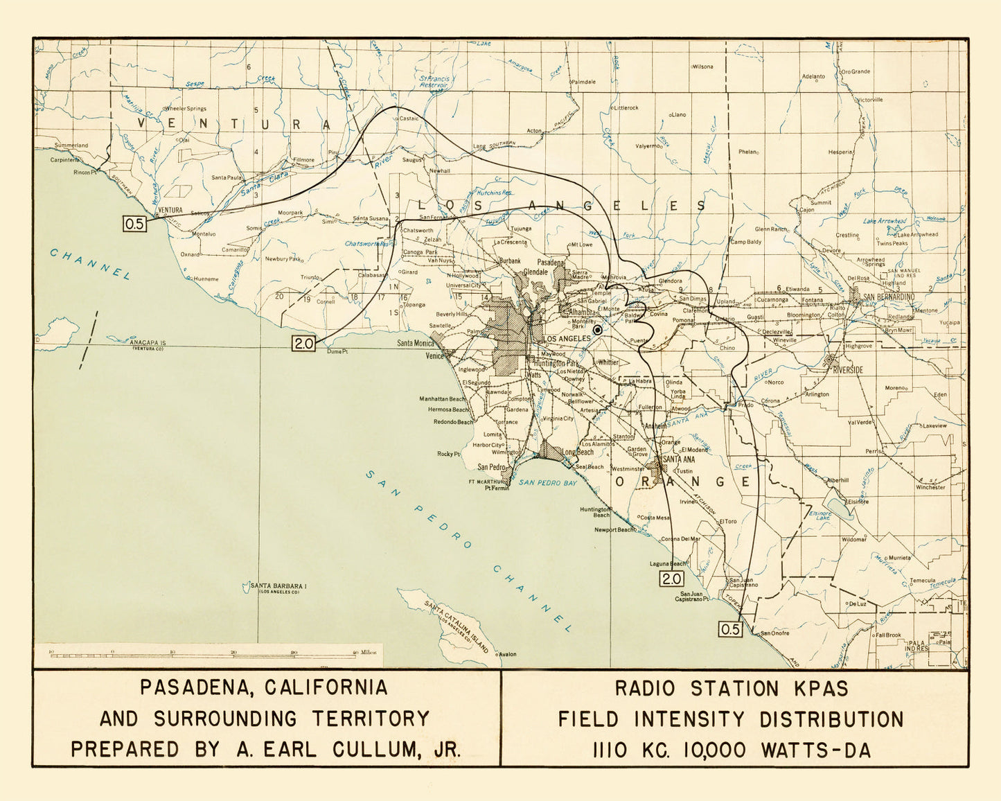 Vintage Map of Pasadena, California 1935