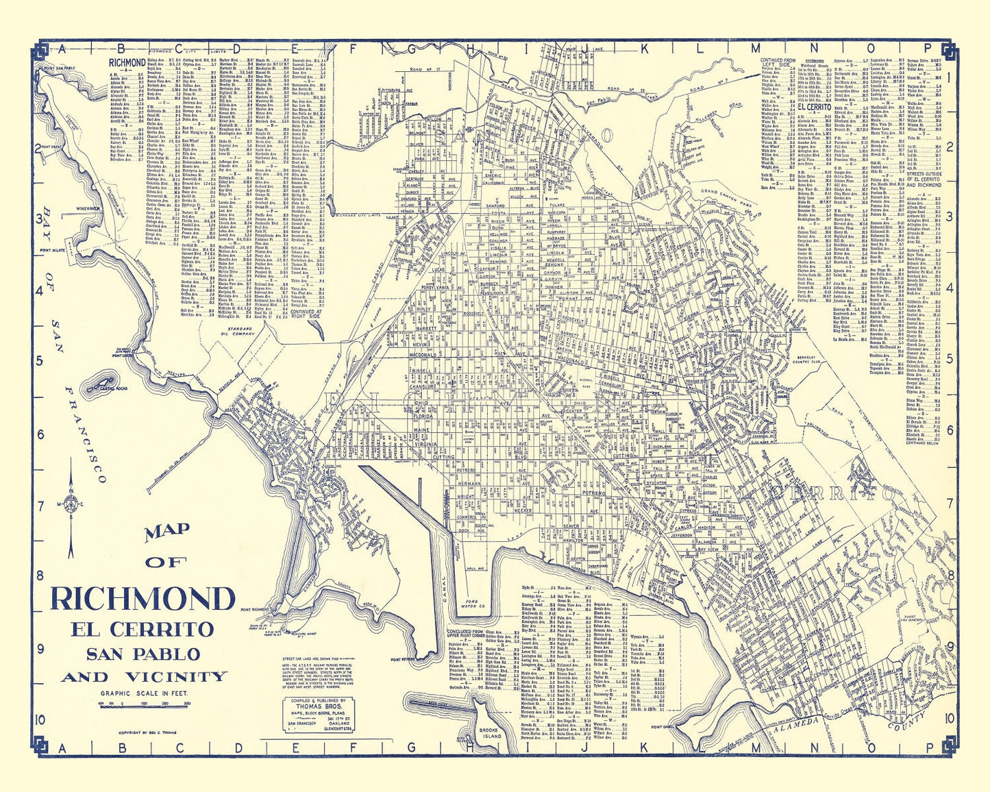 Vintage Map of Richmond, California 1920