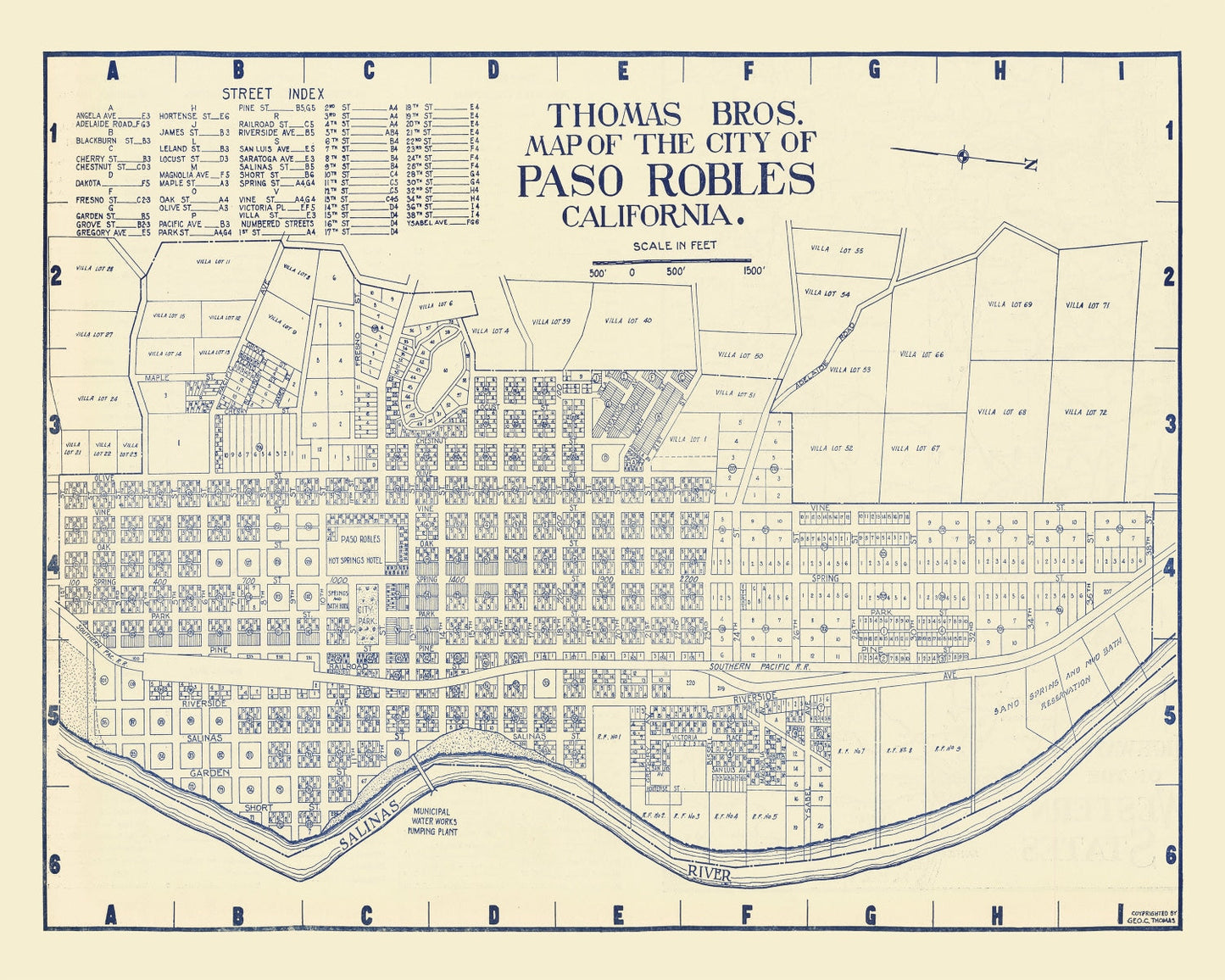 Vintage Map of Paso Robles, California 1920