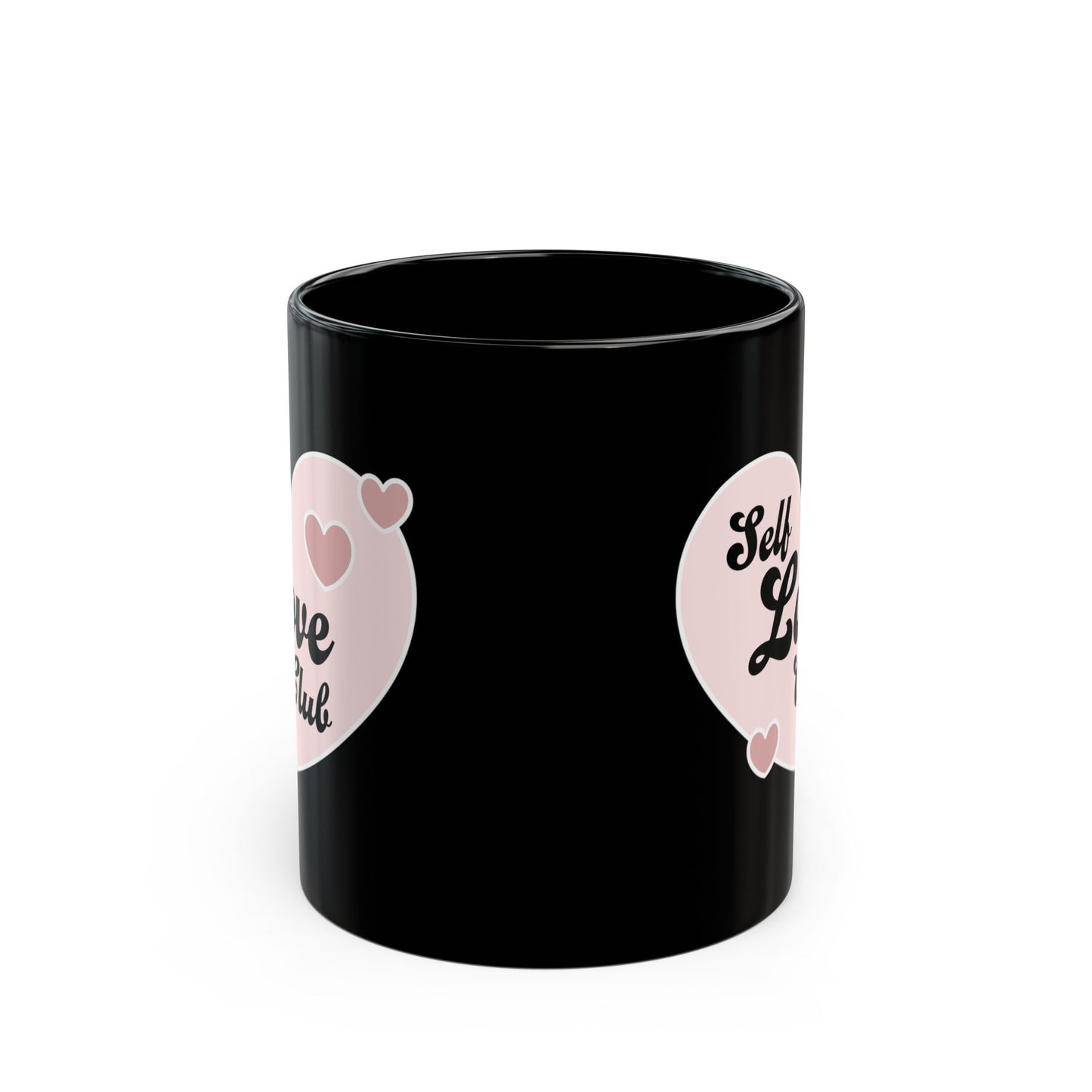 Self Love Club Black Mug – Heart Graphic Coffee Cup (11oz & 15oz)