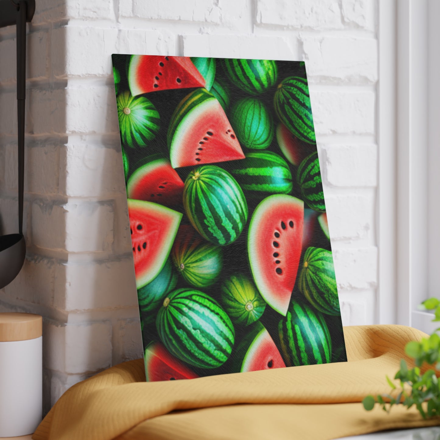 Watermelon Pattern Glass Cutting Board — Vibrant Fruit Kitchen Cutting Board