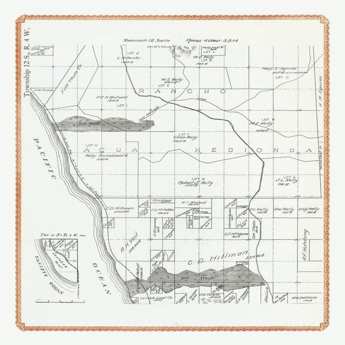 Vintage Map of Carlsbad, California 1912