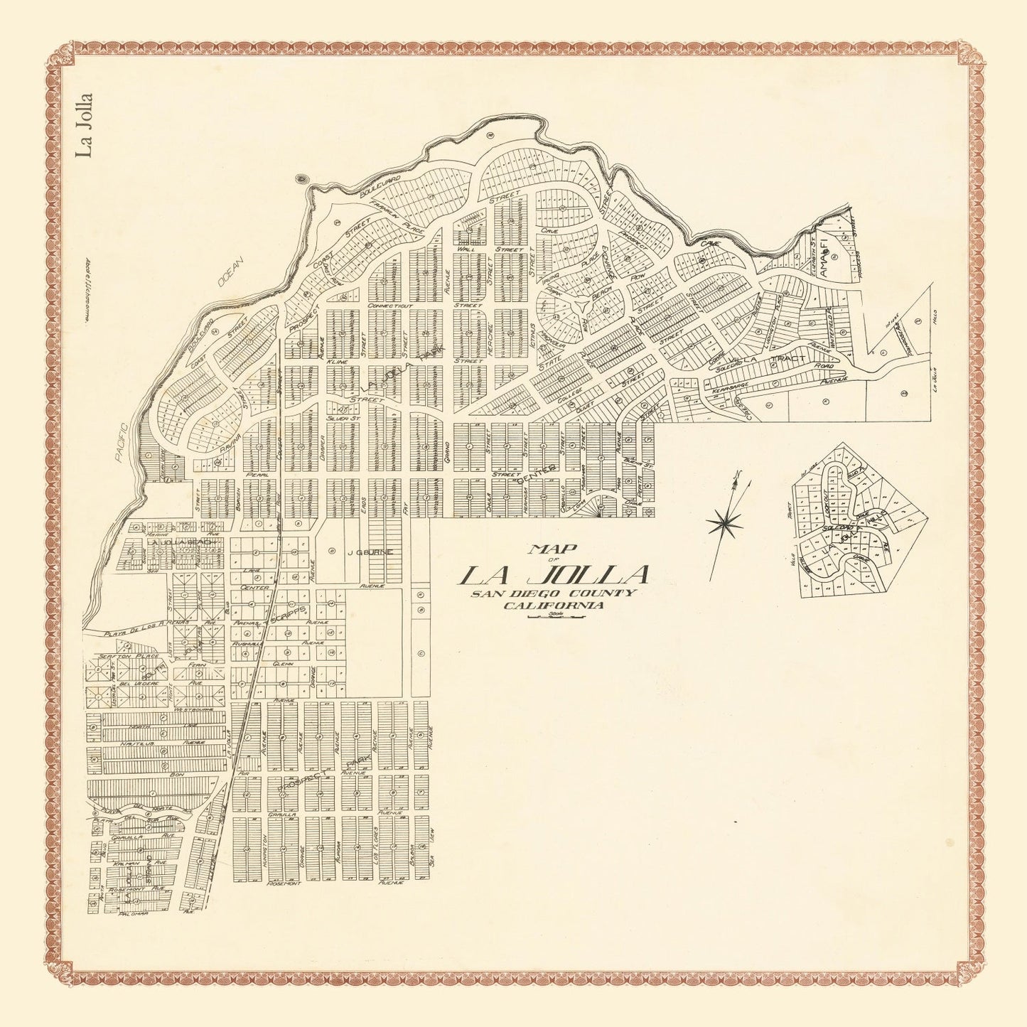 Vintage Map of La Jolla, California 1912