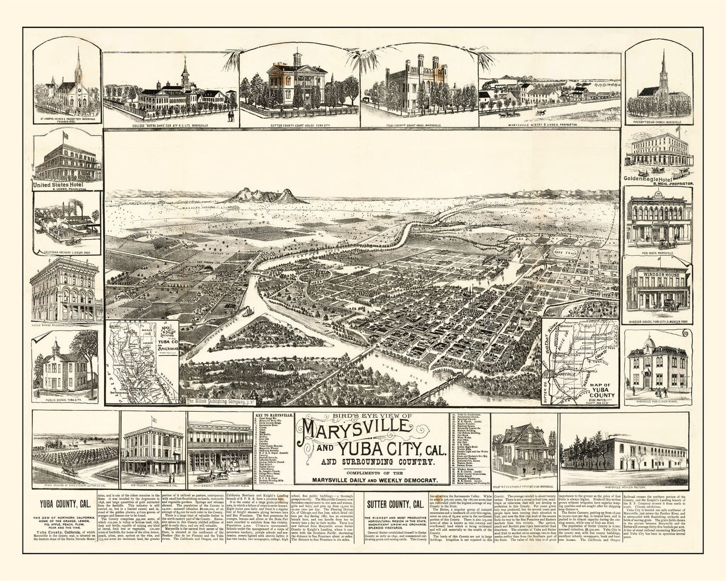 Vintage Map of Yuba, California 1888