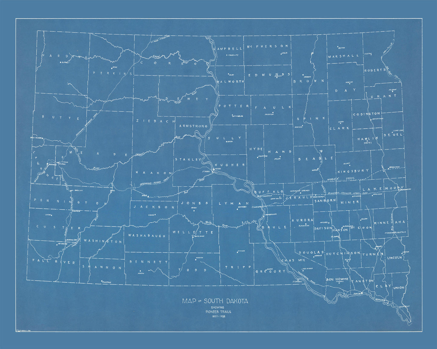 Vintage Map of South Dakota 1930