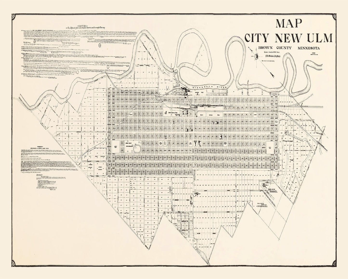 Vintage Map of New Ulm, Minnesota 1929