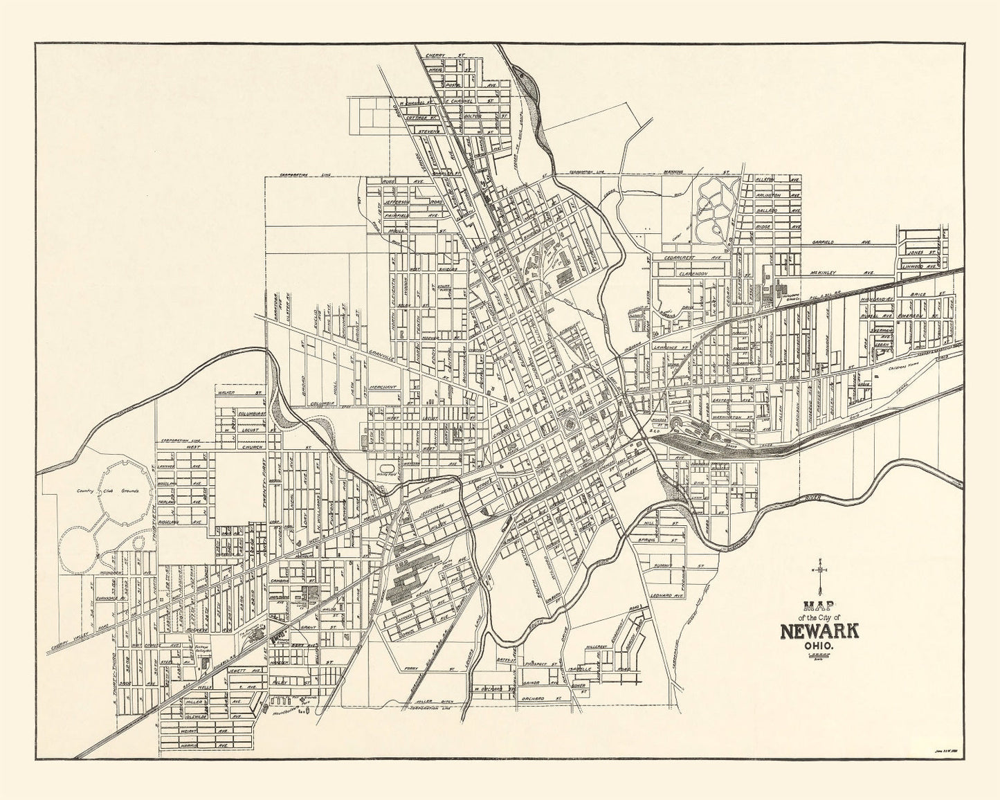 Vintage Map of Newark, Ohio 1921