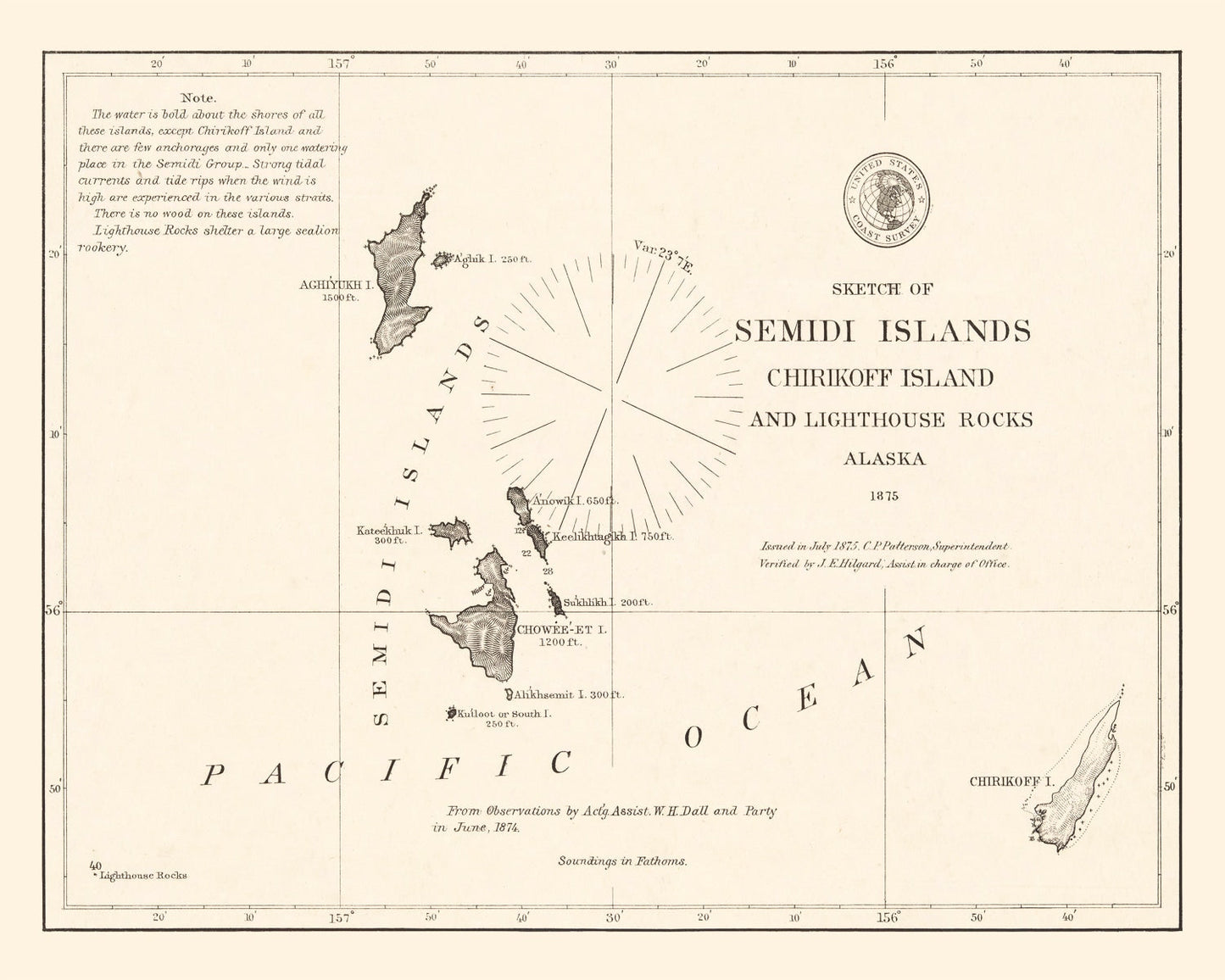 Vintage Semidi Islands, AK Map 1875
