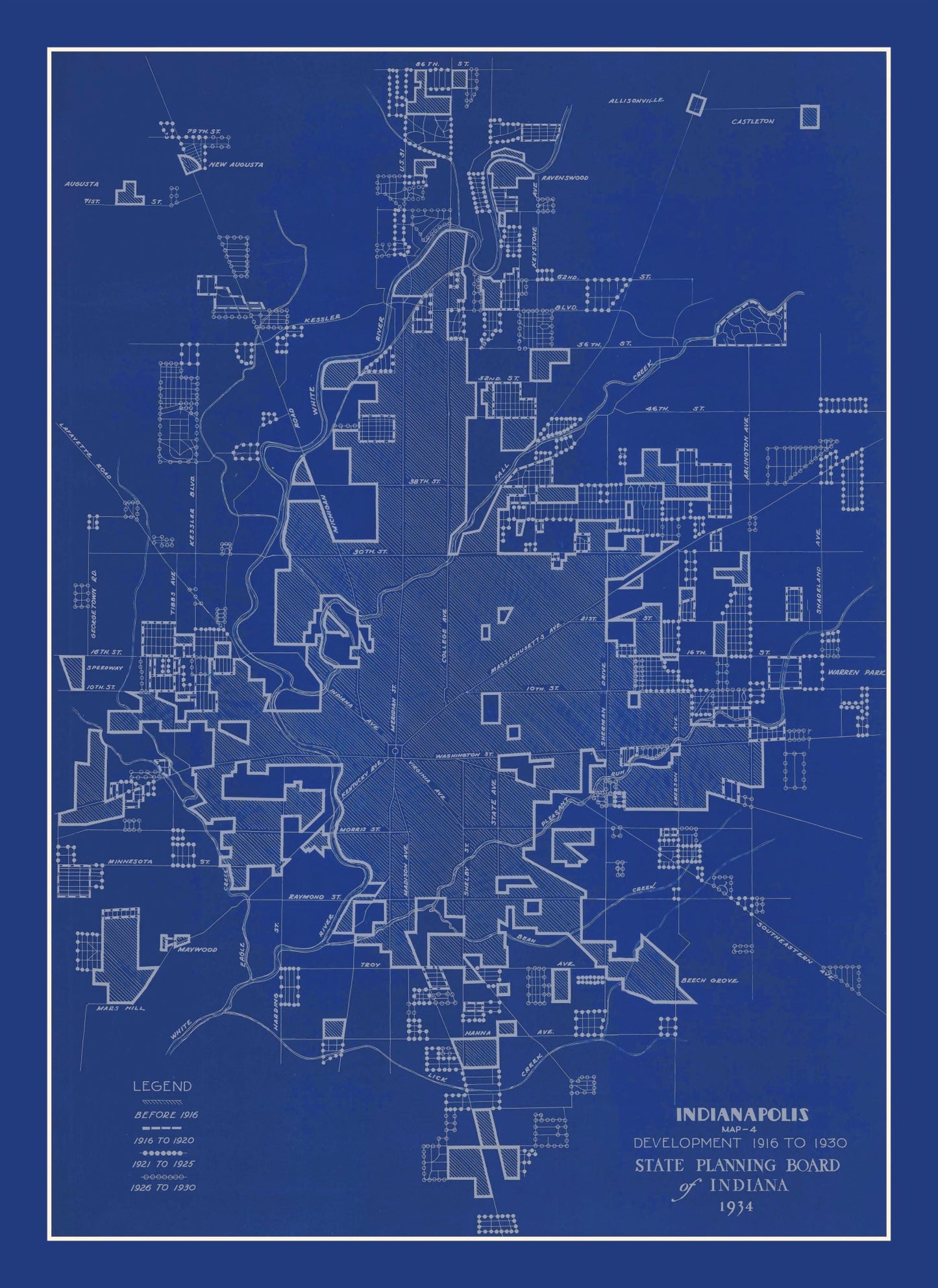 Vintage Map of Indianapolis, Indiana 1934