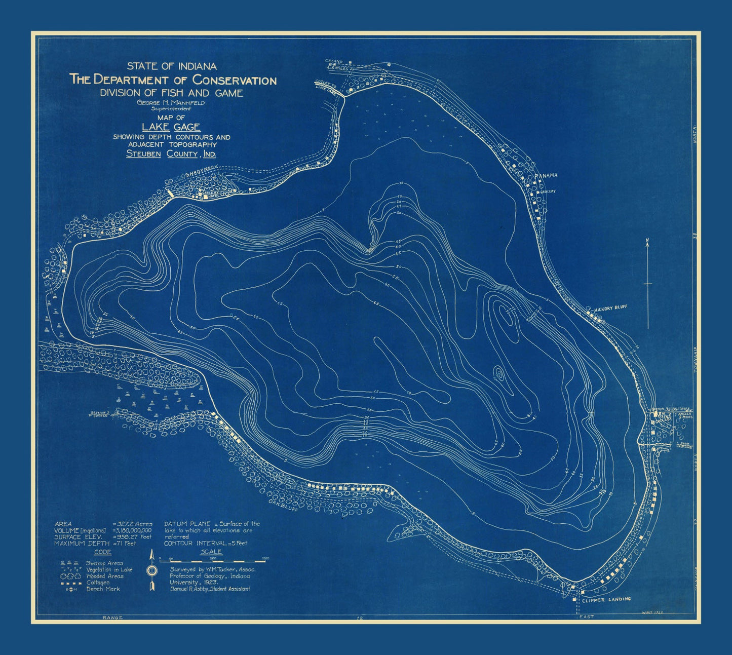 Vintage Gage Lake, IN Map 1923