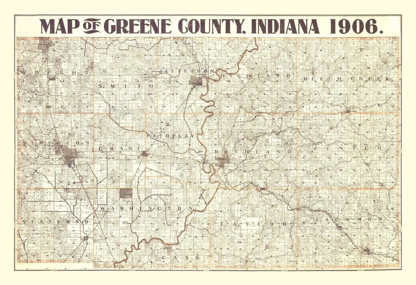 Vintage Map of Greene County, Indiana 1906