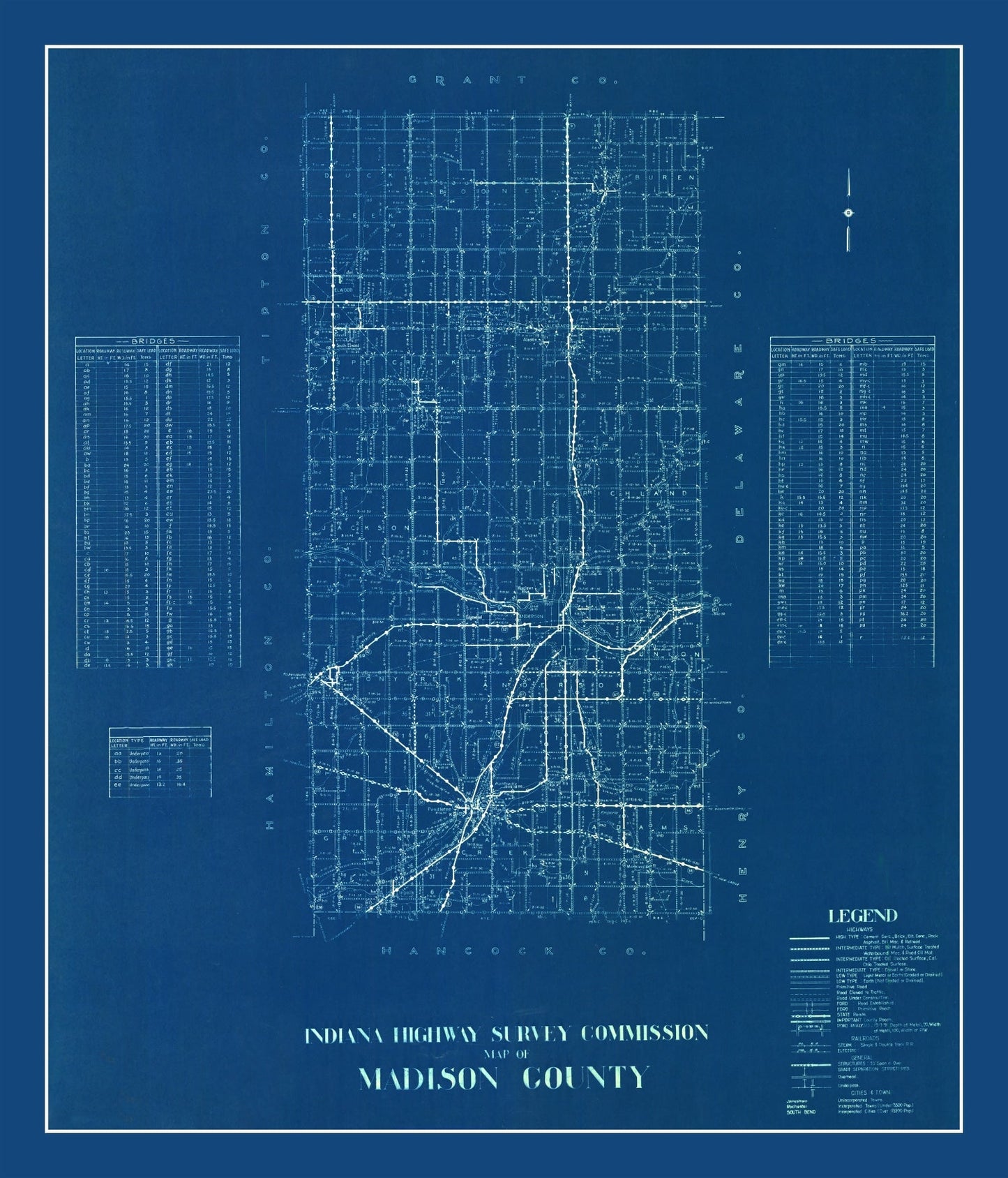 Vintage Map of Madison County, Indiana 1936