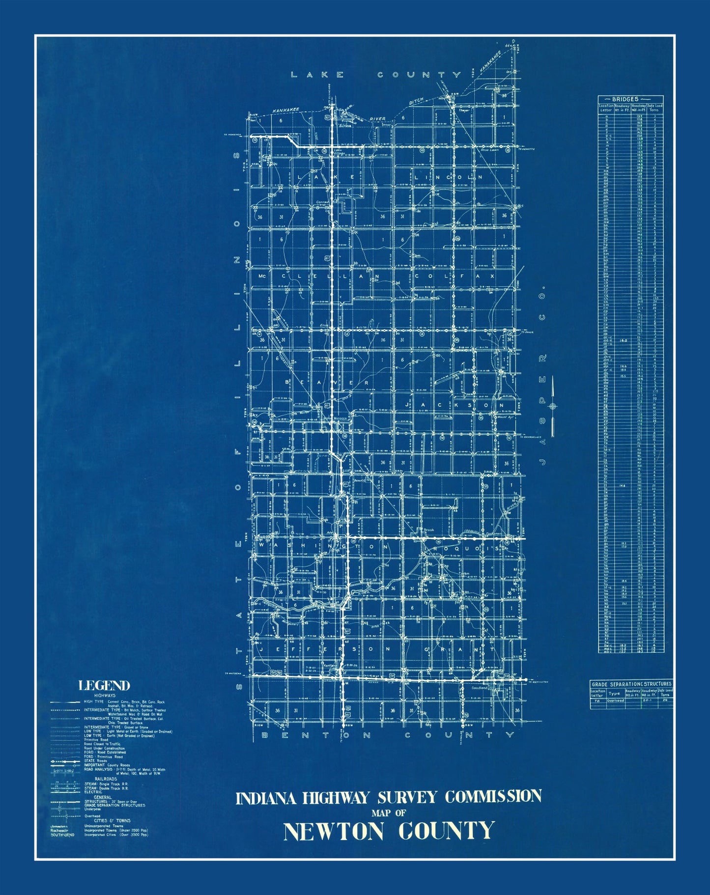 Vintage Map of Newton County, Indiana 1936