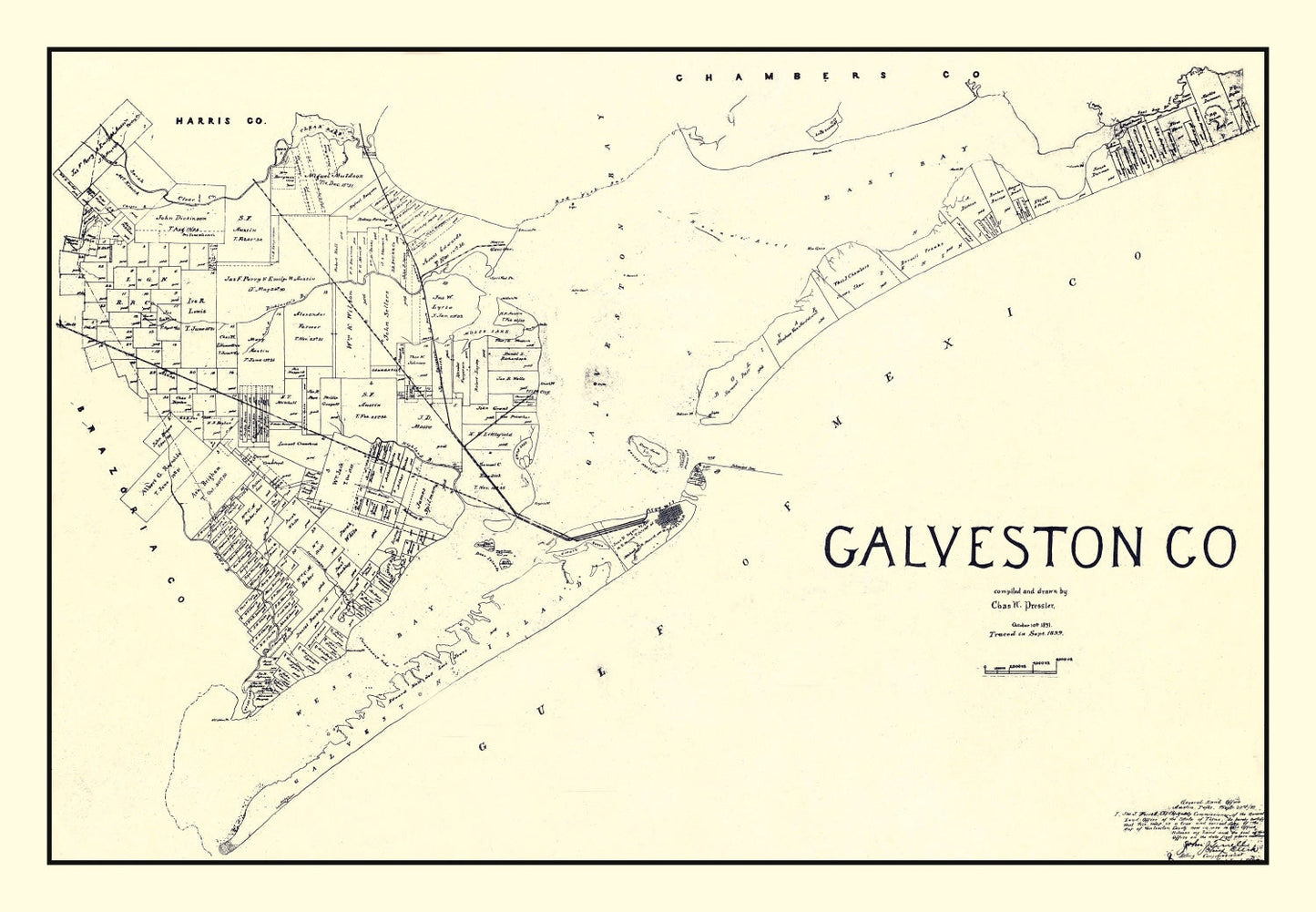 Vintage Map of Galveston County, Texas 1899