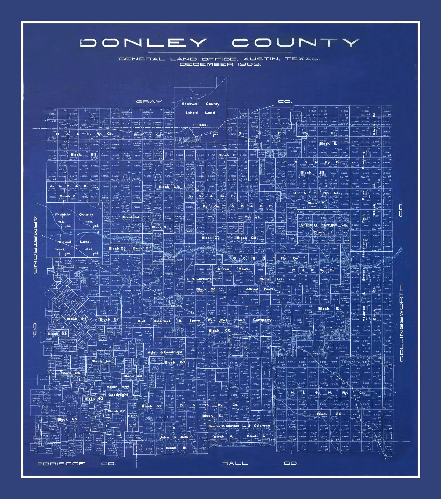 Vintage Map of Donley County, Texas 1904