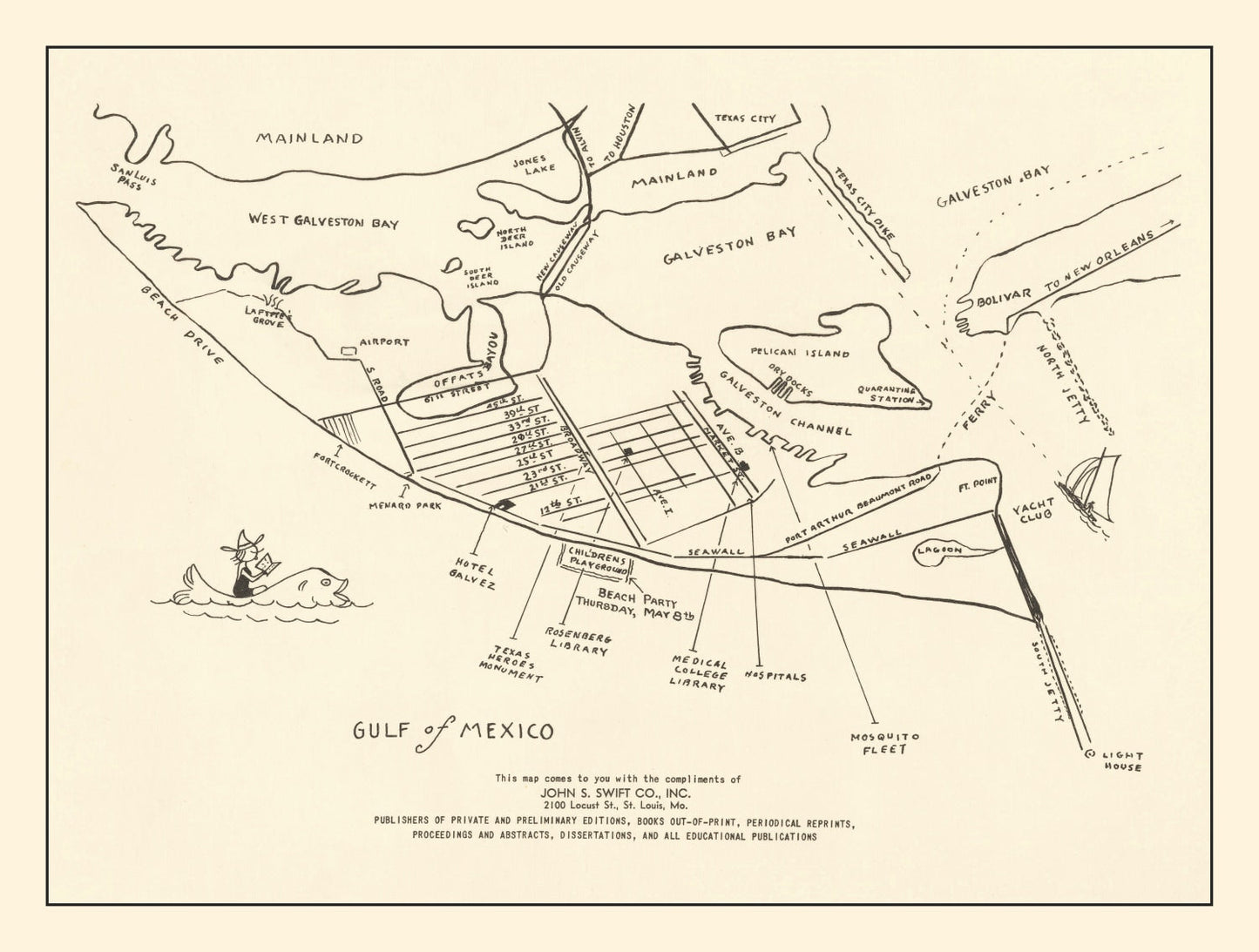 Vintage Map of Galveston, Texas 1922