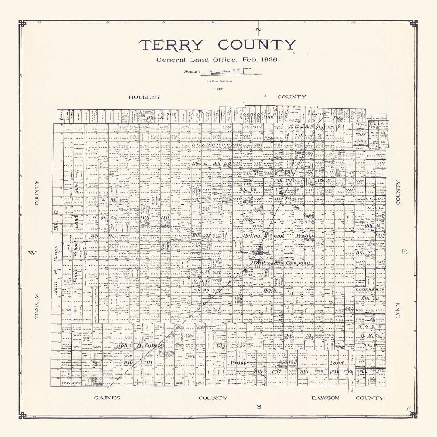 Vintage Map of Terry County, Texas 1926