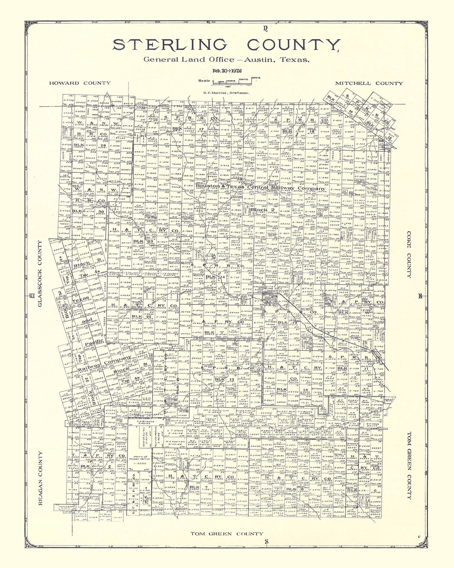 Vintage Map of Sterling County, Texas 1926