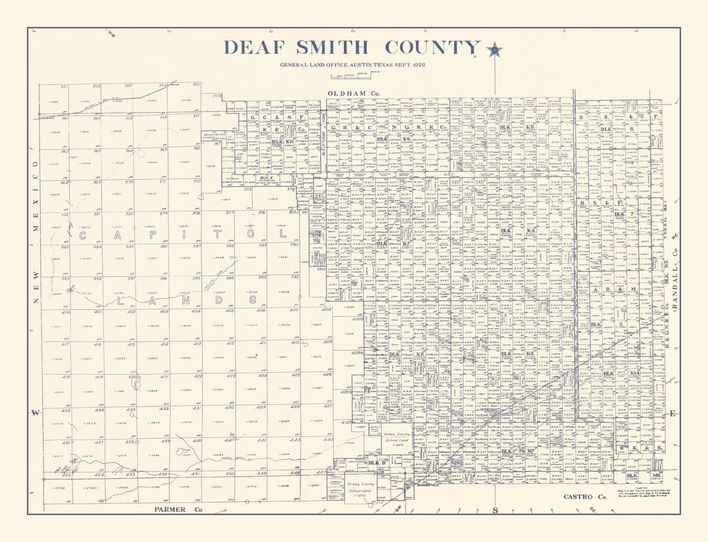 Vintage Map of Deaf Smith County, Texas 1926
