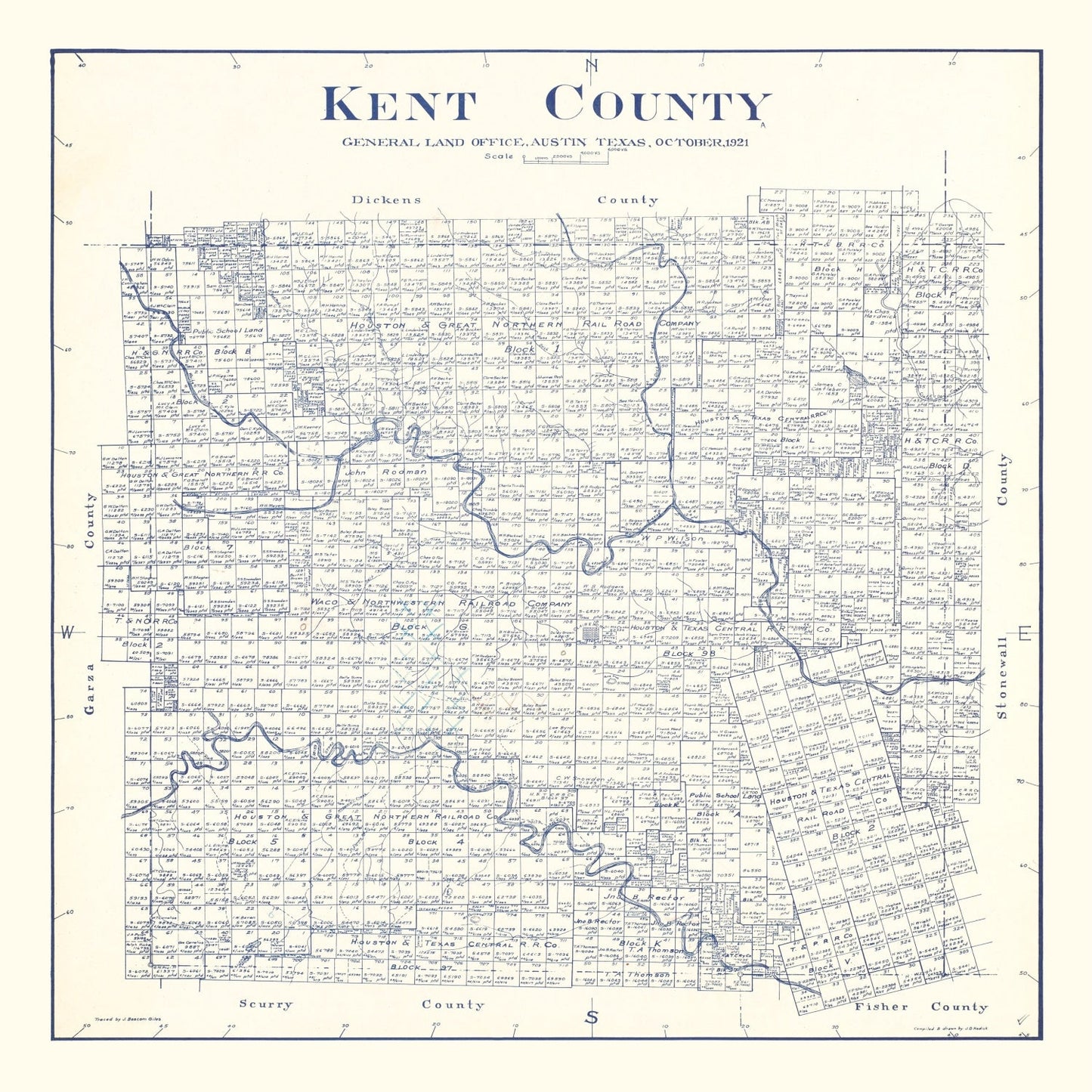 Vintage Map of Kent County, Texas 1921