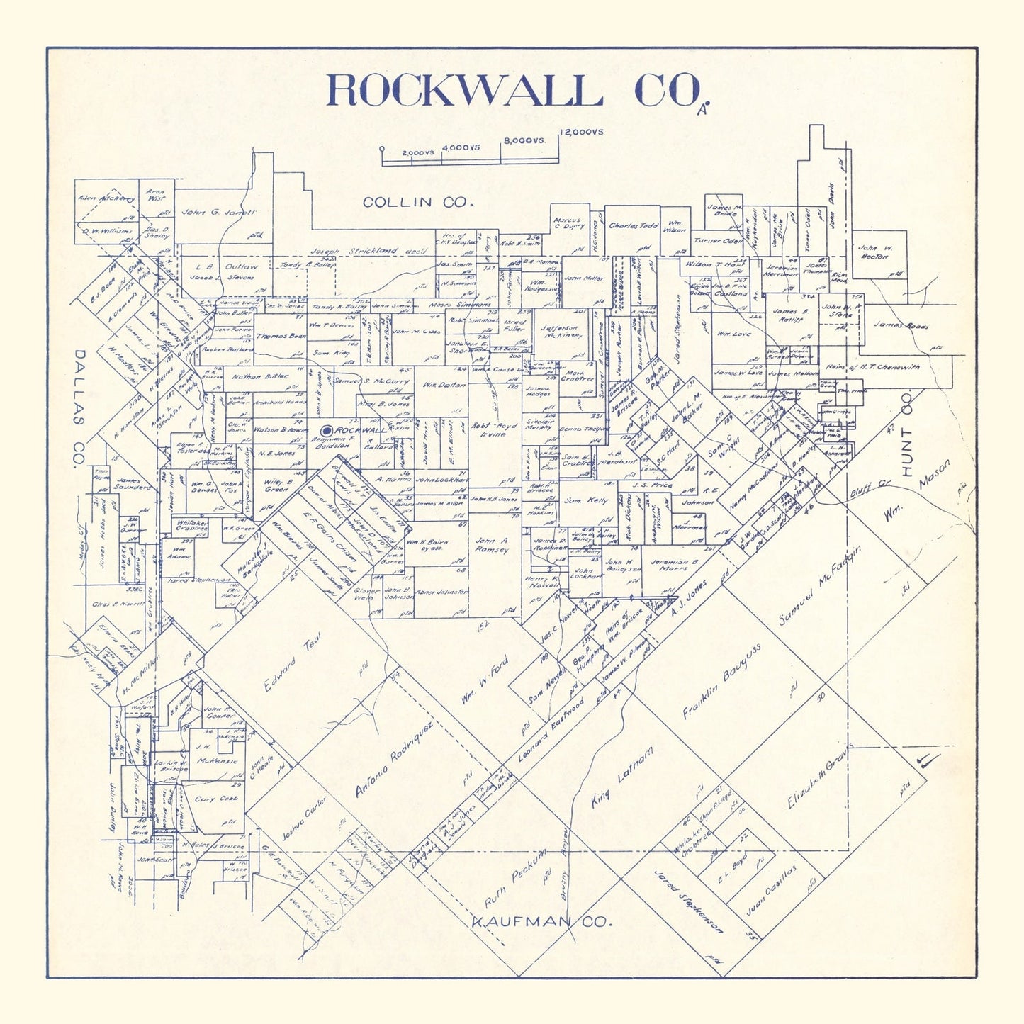 Vintage Map of Rockwall County, Texas 1927