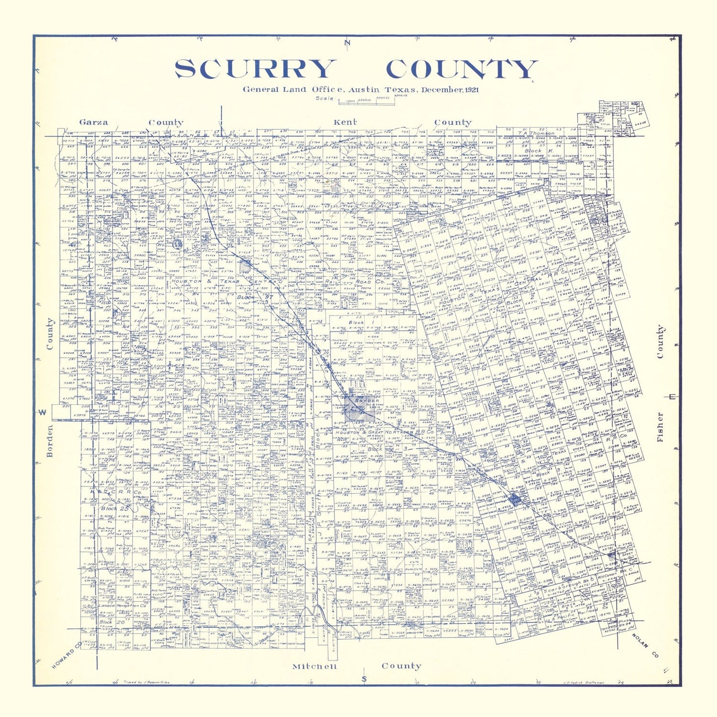 Vintage Map of Scurry County, Texas 1921