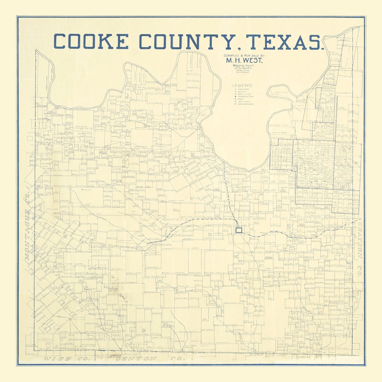 Vintage Map of Cooke County, Texas 1920