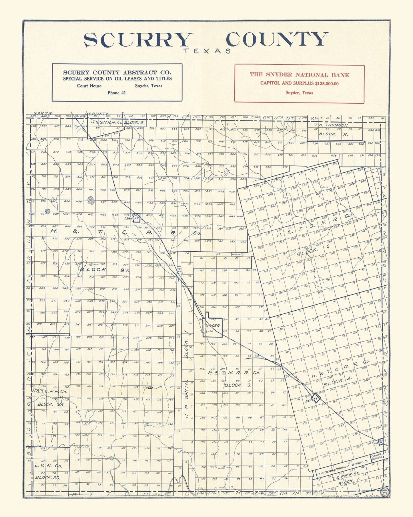 Vintage Map of Scurry County, Texas 1923