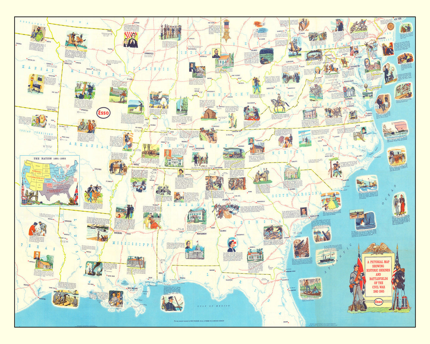 Vintage Map of the Civil War Battlefields 1861