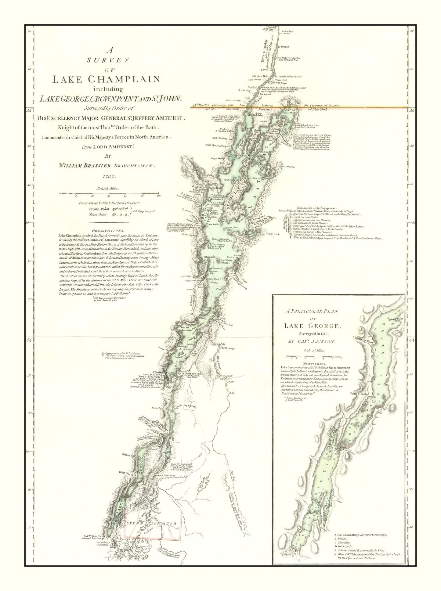 Vintage Lake Champlain Map 1776