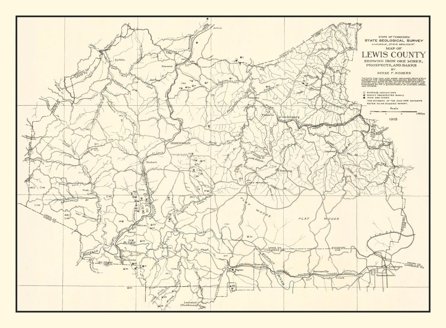Vintage Lewis County, TN Iron Ore Mines 1915