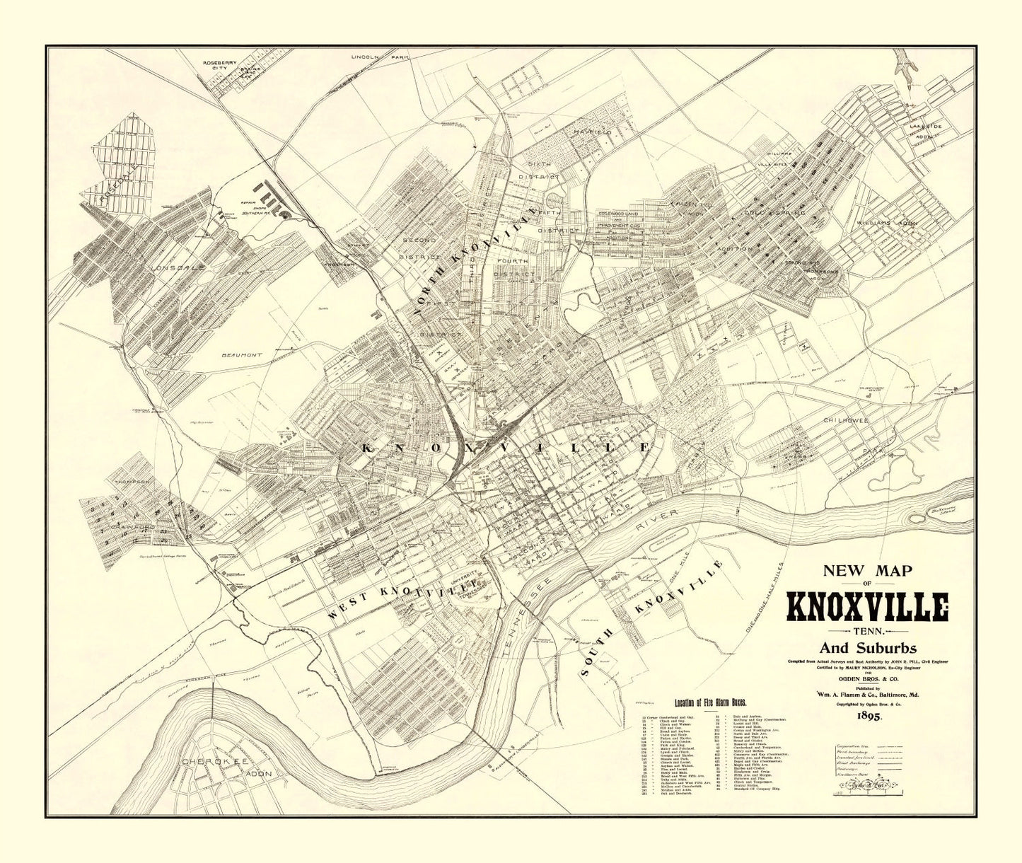 Vintage Map of Knoxville, Tennessee 1895