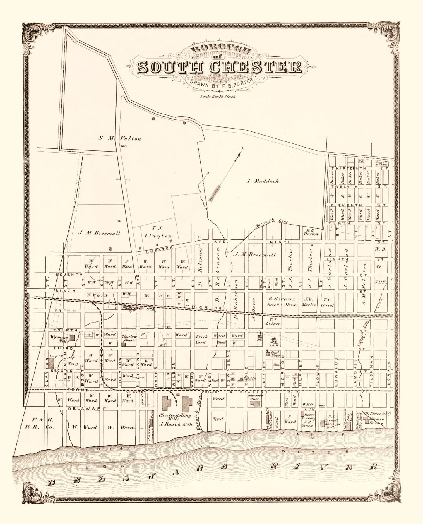Vintage Map of South Chester, Pennsylvania 1875