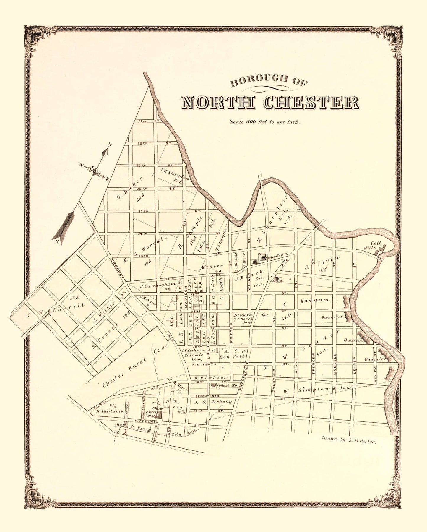 Vintage Map of North Chester, Pennsylvania 1875