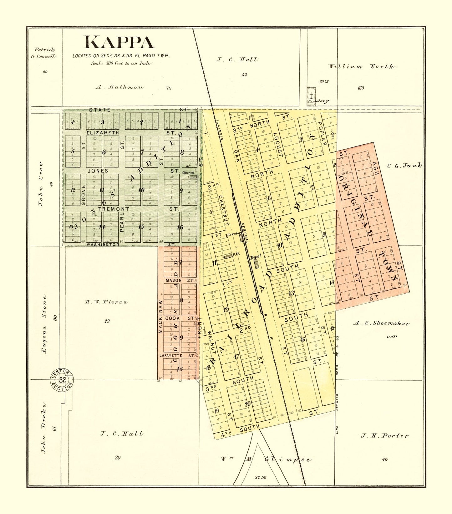 Vintage Map of Kappa, Illinois 1893