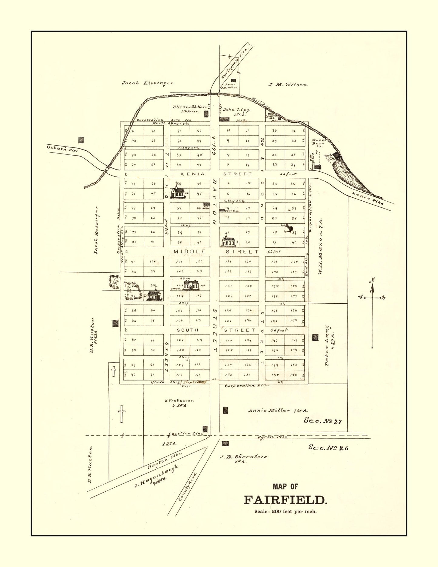 Vintage Map of Fairfield, Ohio 1896