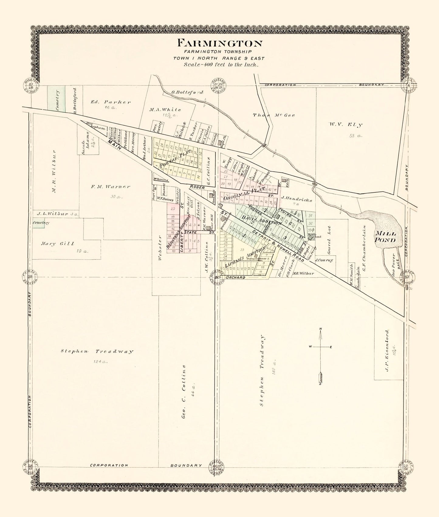 Vintage Map of Farmington, Michigan 1896