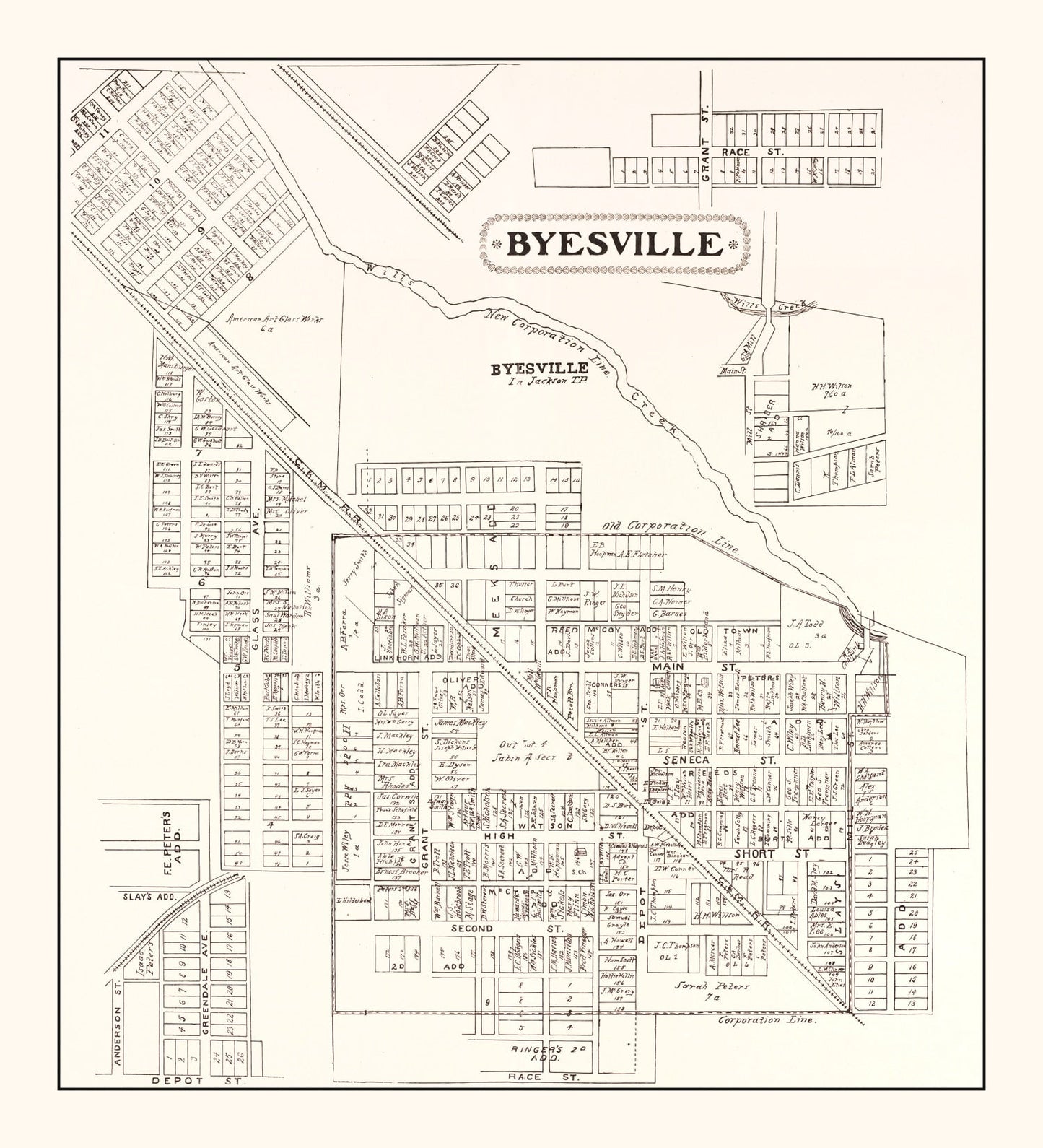 Vintage Map of Byesville, Ohio 1902