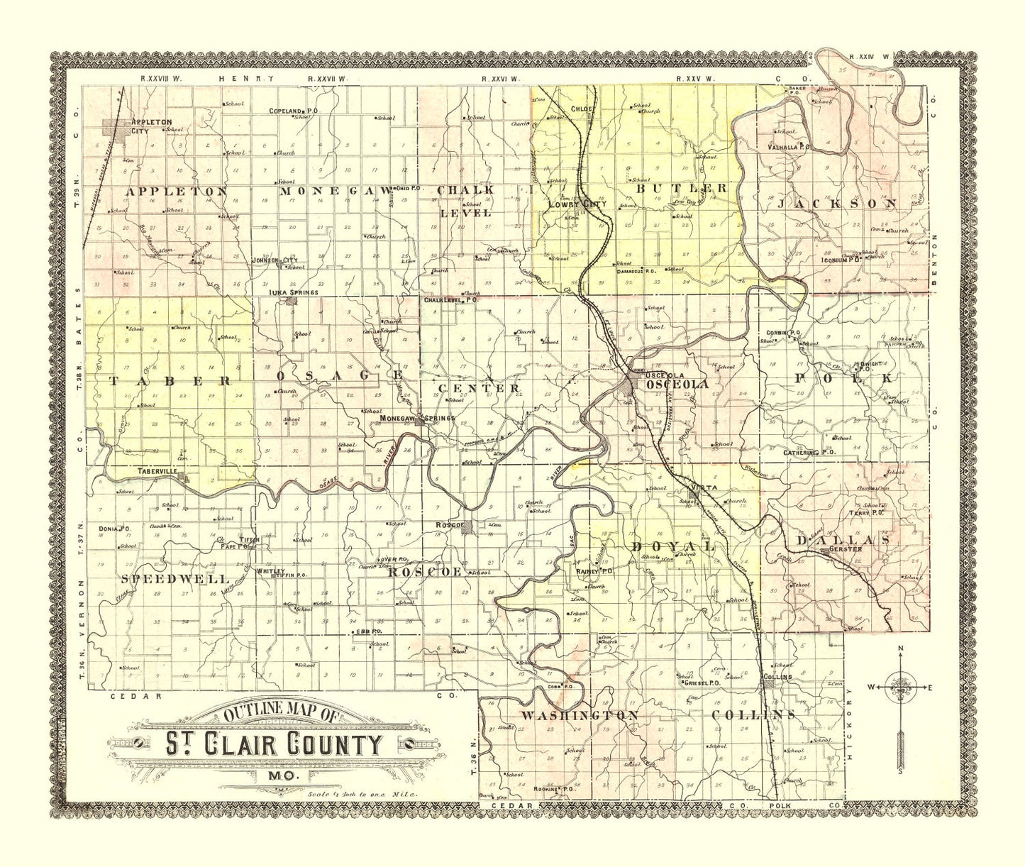 Vintage Map of Saint Clair County, Missouri 1903