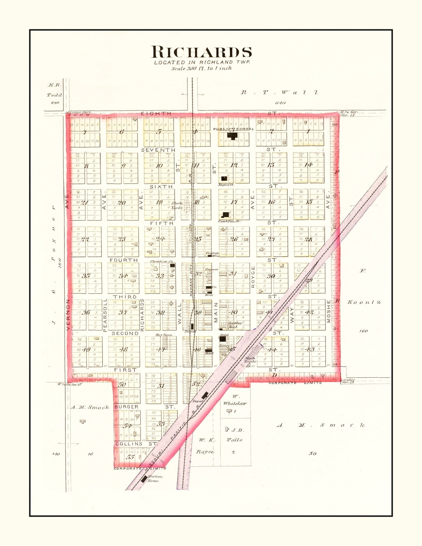 Vintage Map of Richards, Missouri 1903